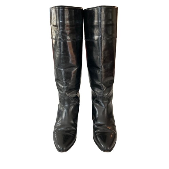 Vaneli Women's Vintage Black Patent Leather Tall Riding Boots Size 7.5 - Picture 3 of 9